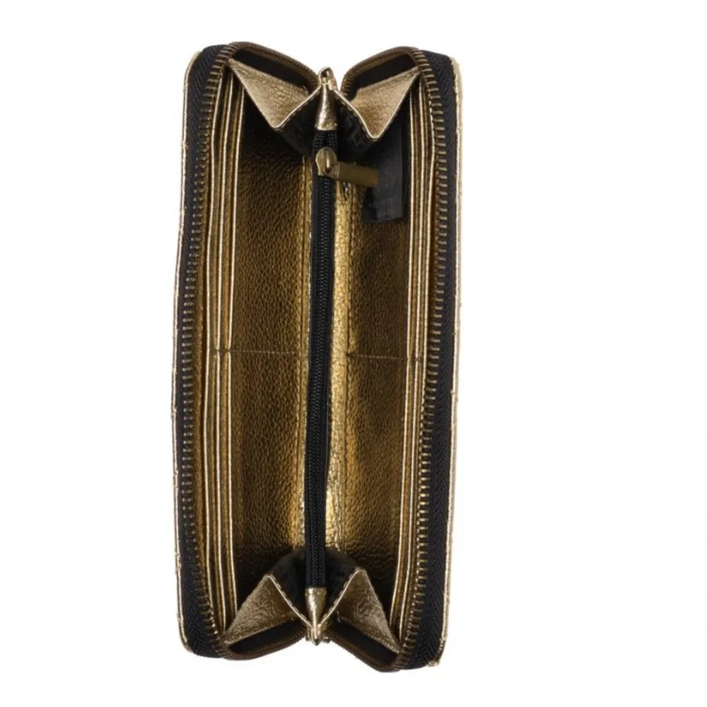 Kurt Geiger Metallic Gold Quilted Wallet - Picture 4 of 7